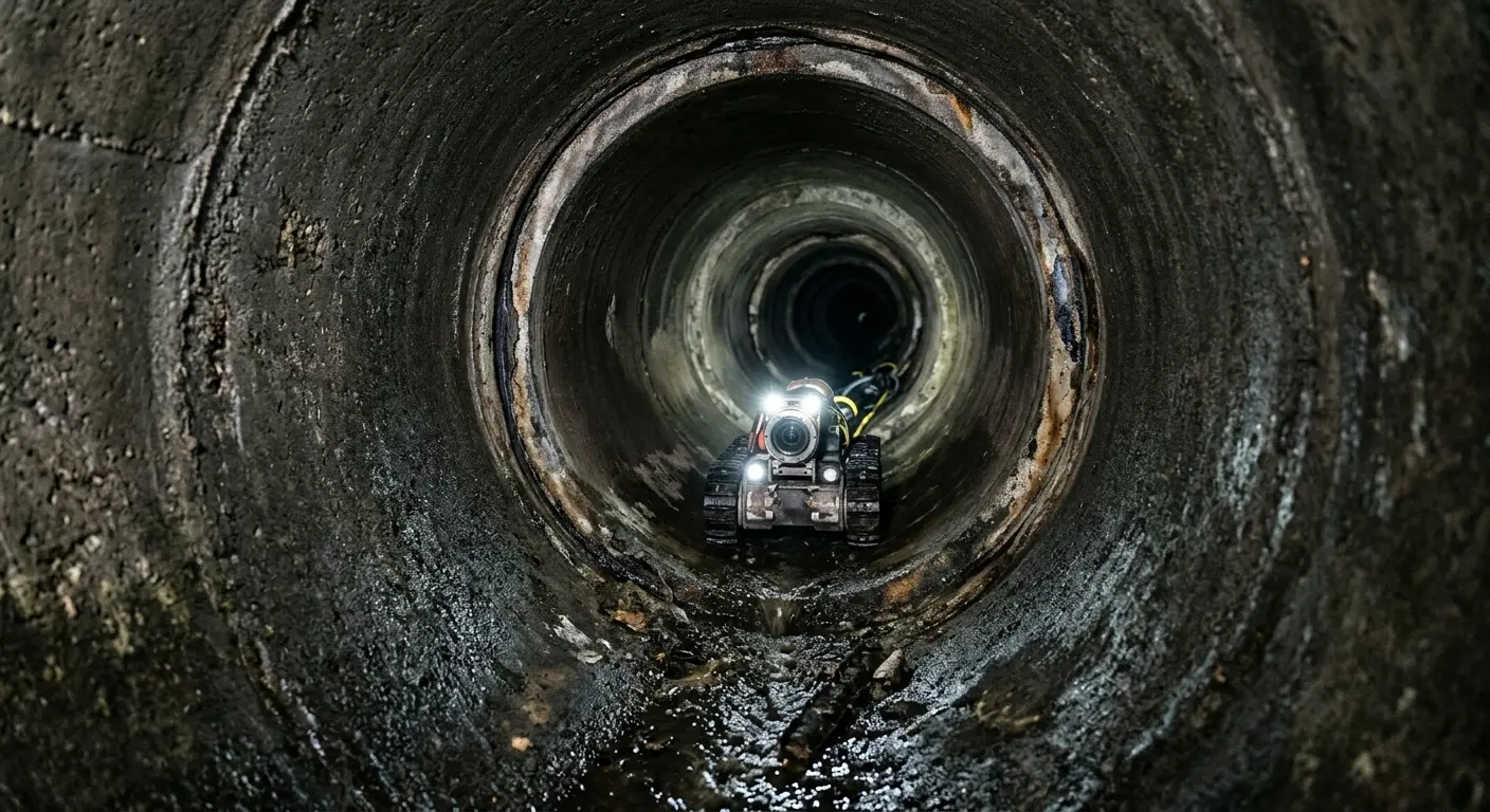 Robotic sewer camera inspecting pipe interior for Sewer Line Repair in Dalton